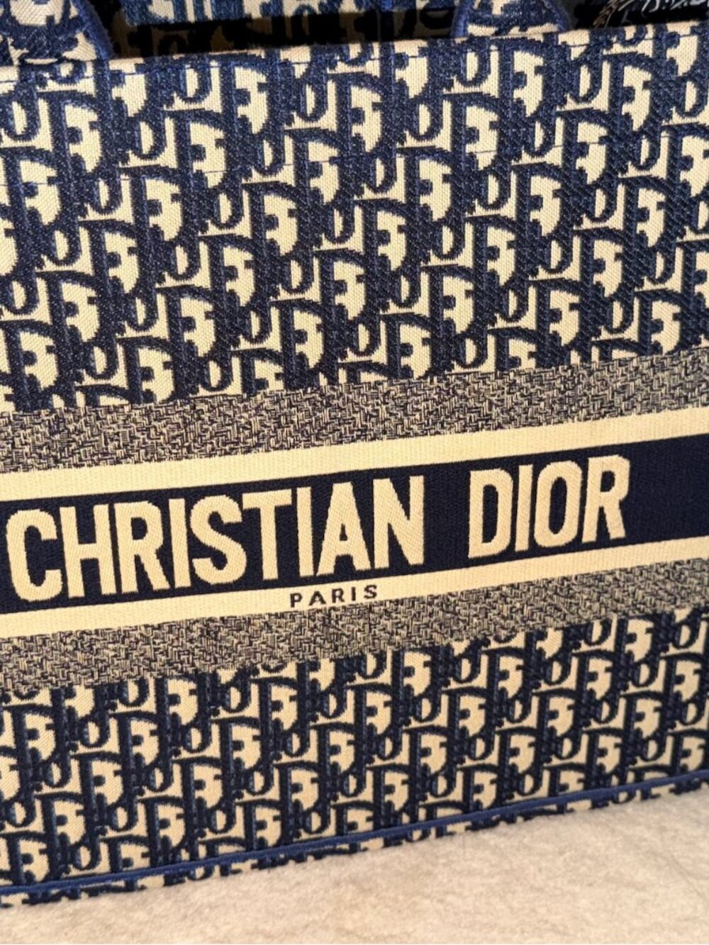 Christian Dior Medium Book Tote Style Bag + Matching Pouch + Dust Bag | Blue - Picture 4 of 11